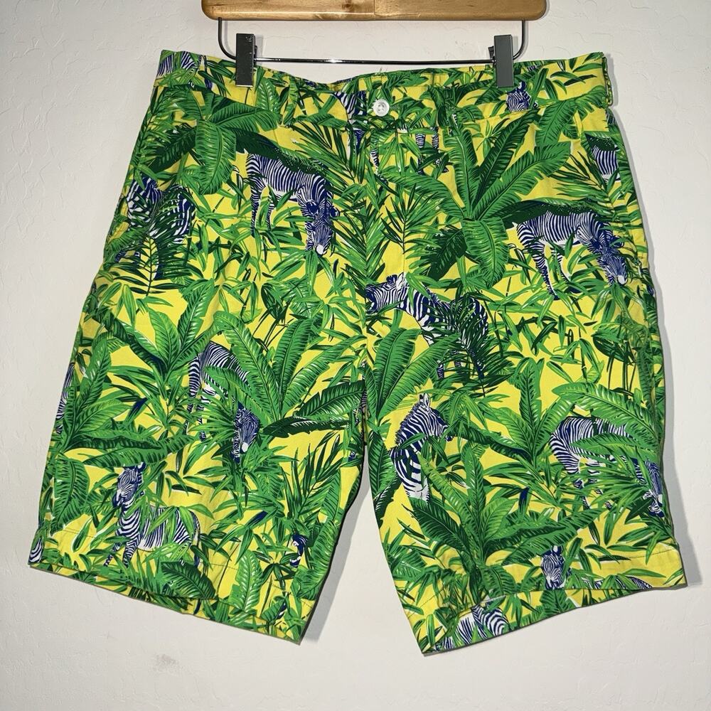 Polo Golf Ralph Lauren Men’s 36 Cotton Colorful Shorts Chino Zebra Leaf Pattern